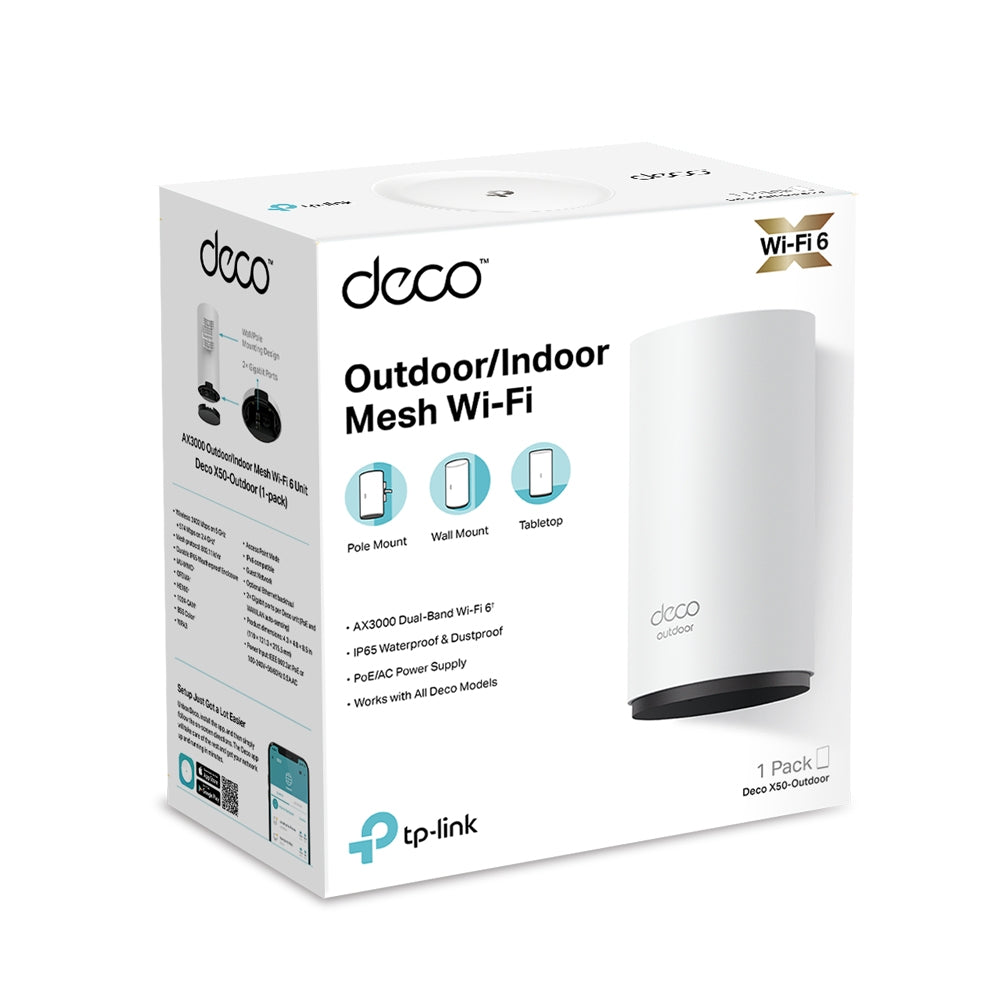 TP-LINK Deco X50-OUTDOOR(1-PACK) V1 AX3000 Outdoor / Indoor Whole Home Mesh WiFi 6 Unit