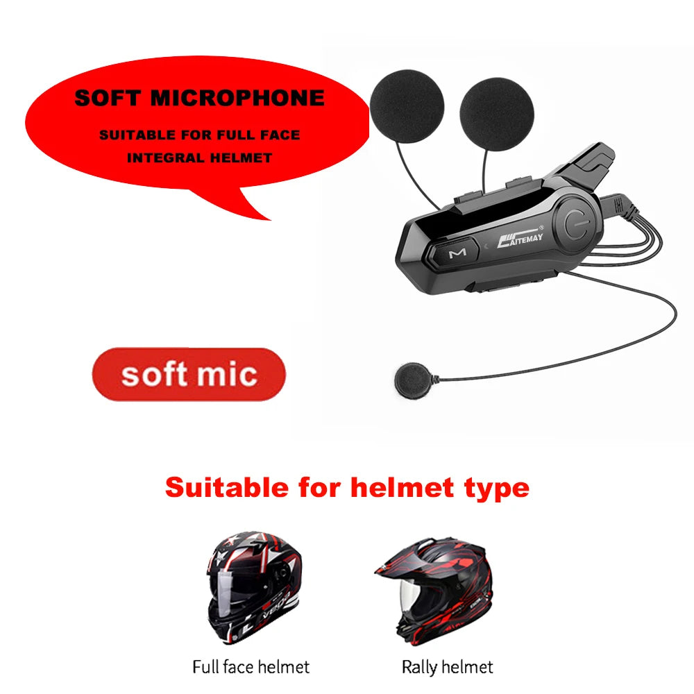 1/2Pcs Bluetooth Intercom Motorcycle helmet bluetooth headset for 2 Rider intercomunicador Moto Interphone Headset Wireless