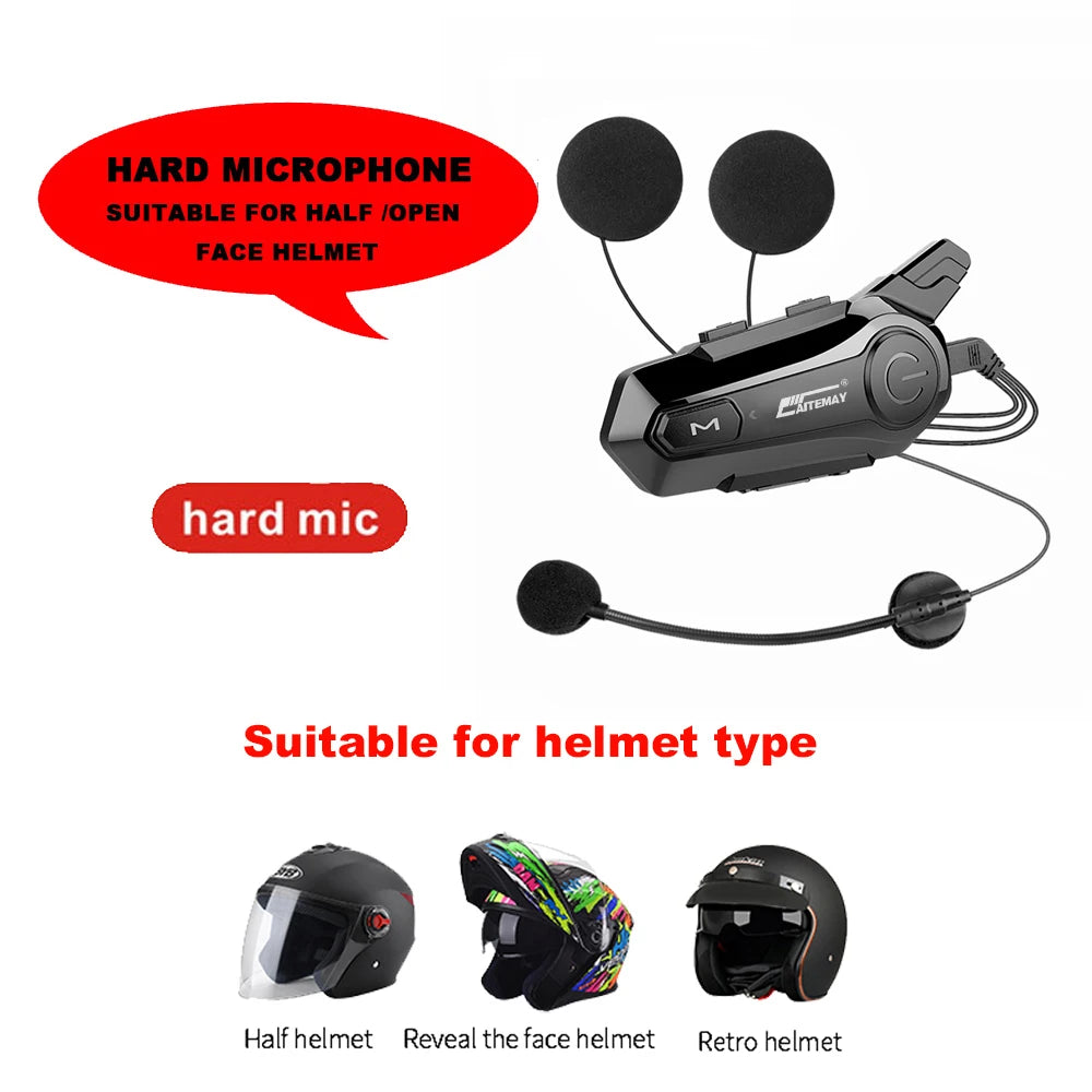 1/2Pcs Bluetooth Intercom Motorcycle helmet bluetooth headset for 2 Rider intercomunicador Moto Interphone Headset Wireless