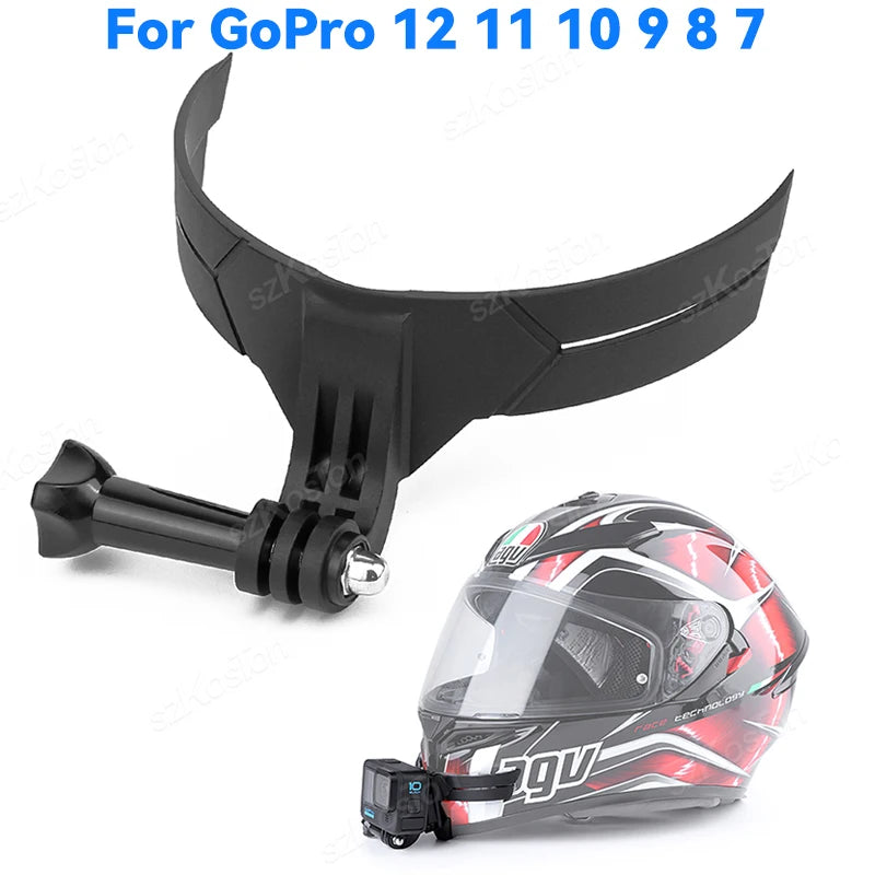 Full Face Helmet Chin Bracket For GoPro Hero 13 12 11 10 9 8 Insta360 X5 X4 X3 DJI Foldable Camera Strap Front Mount Accessories