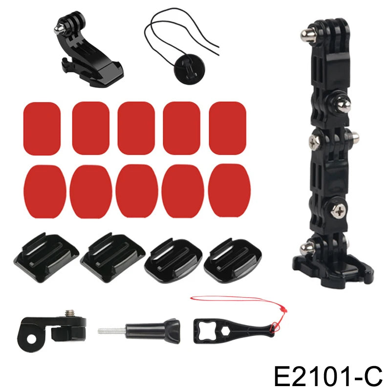 Adjustable Helmet Chin Mount Curved Side Adhesive Mount for GoPro Hero 10 9 8 Xiaomi Yi DJI OSMO SJCAM Action Camera Accessories