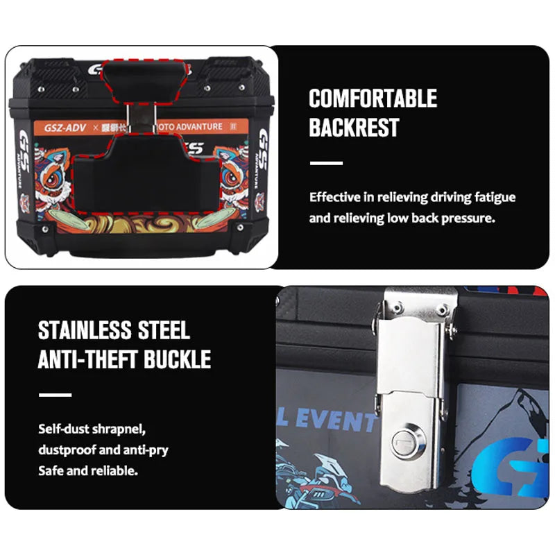 45L Motorcycle Tail Box Universal For R1200GS R1250GS F800GS F850GS G310gs F750gs Large Capacity Top Rear Luggage Tool Tail Box