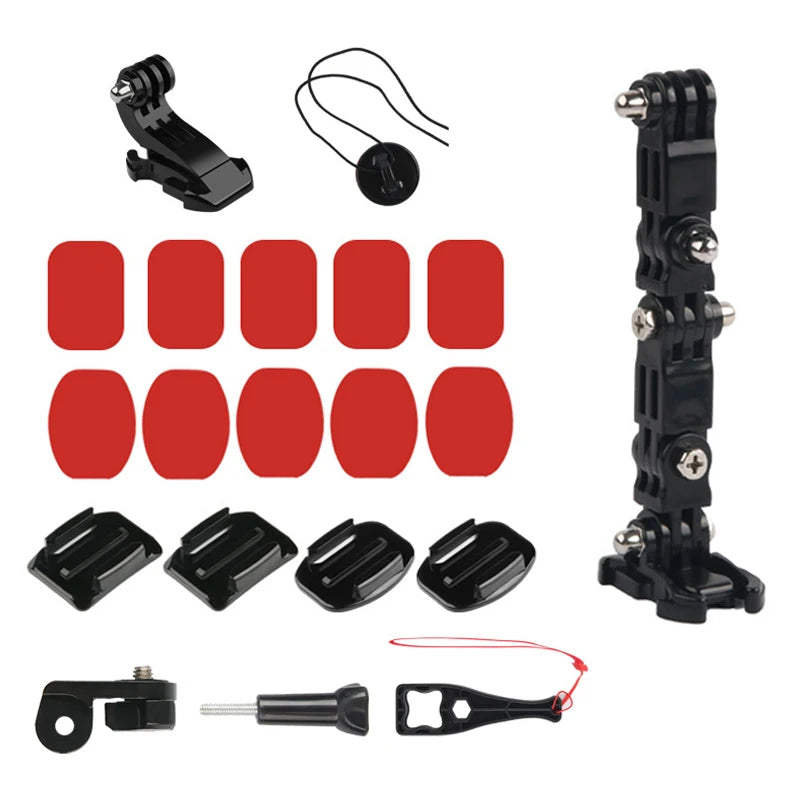 Adjustable Helmet Chin Mount Curved Side Adhesive Mount for GoPro Hero 10 9 8 Xiaomi Yi DJI OSMO SJCAM Action Camera Accessories