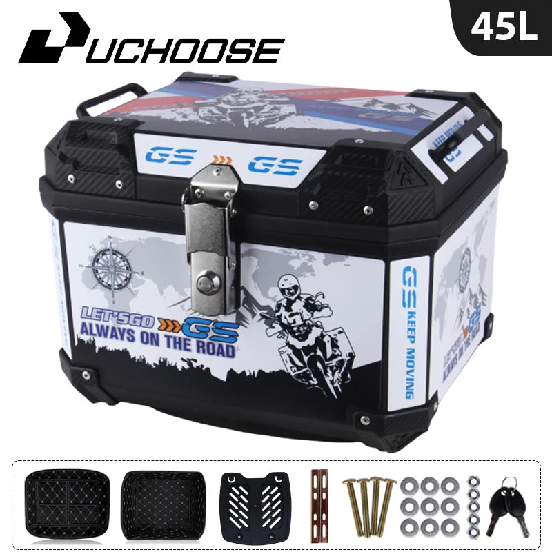 45L Motorcycle Tail Box Universal For R1200GS R1250GS F800GS F850GS G310gs F750gs Large Capacity Top Rear Luggage Tool Tail Box